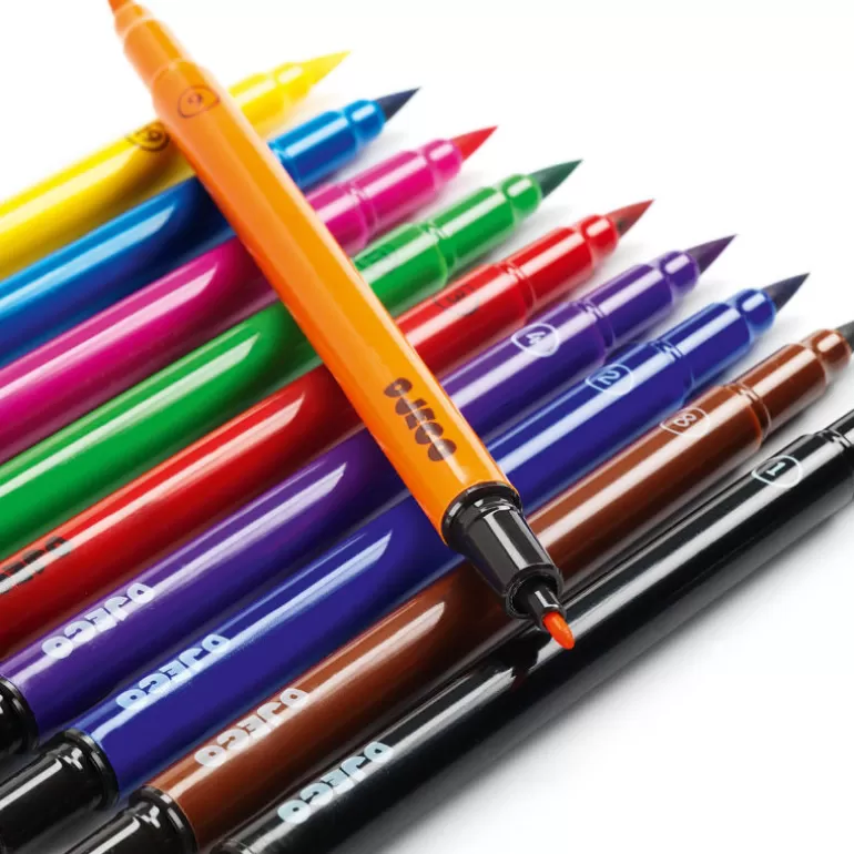 Djeco Feutres Et Gouaches<10 Feutres Pinceaux Couleurs Classiques Djo 8800
