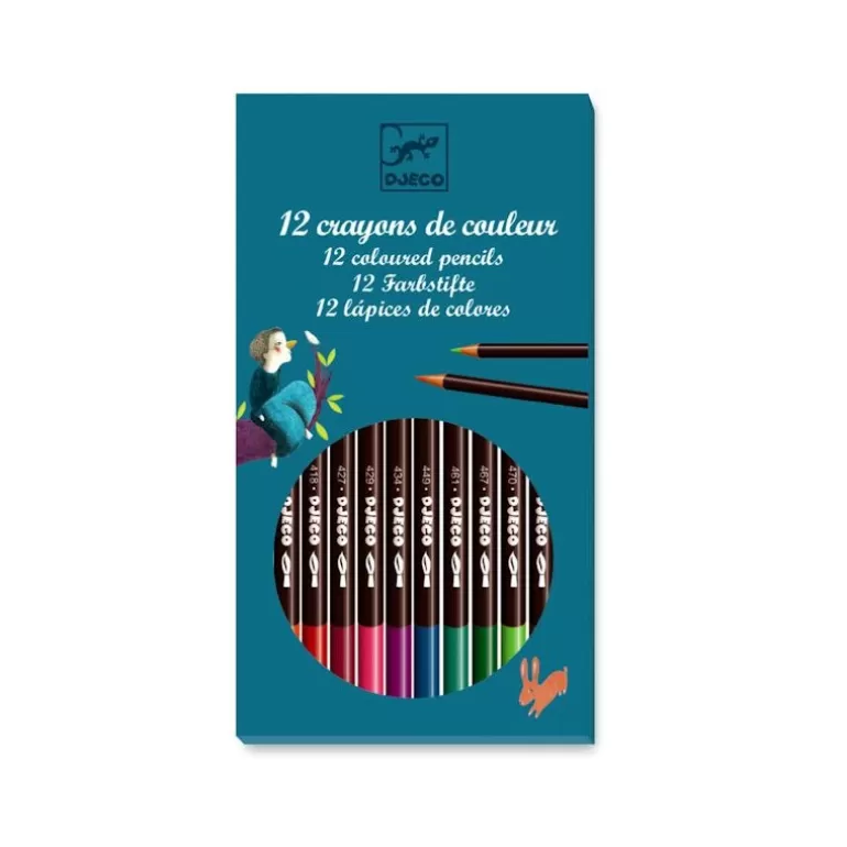 Djeco Feutres Et Gouaches<12 Crayons De Couleur 8824