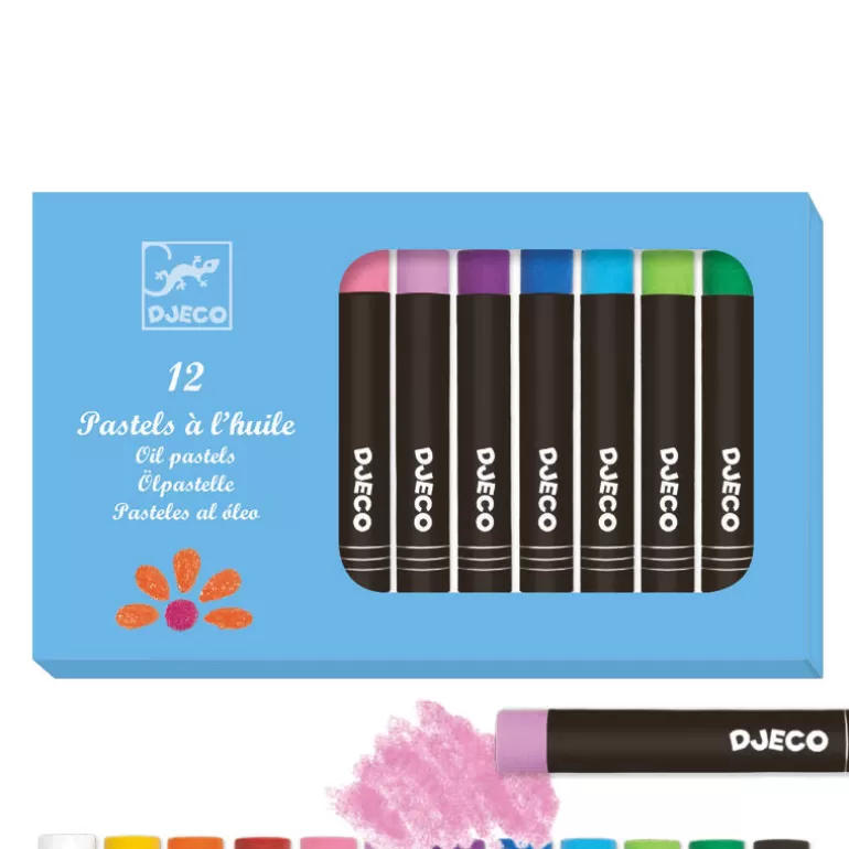 Djeco Feutres Et Gouaches<12 Pastels A L'Huile 9748