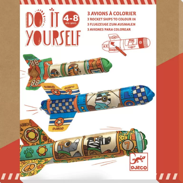 Djeco Bricolage Enfant<3 Avions A Colorier "Dans Le Ciel" Diy 7948