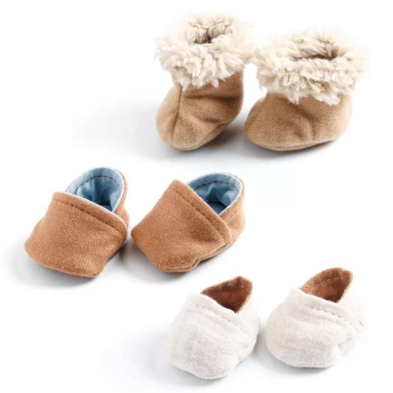 Djeco Poupées, Peluches<3 Paires De Chaussons Pour Poupee Pomea De 7899