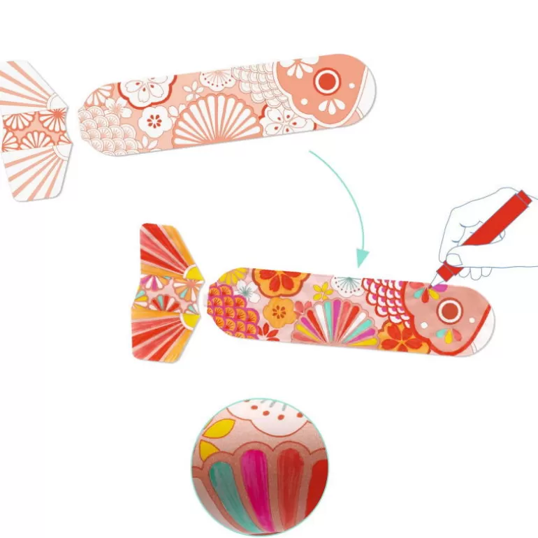 Djeco Bricolage Enfant<3 Poissons Volants A Colorier "Koinobori" 7943
