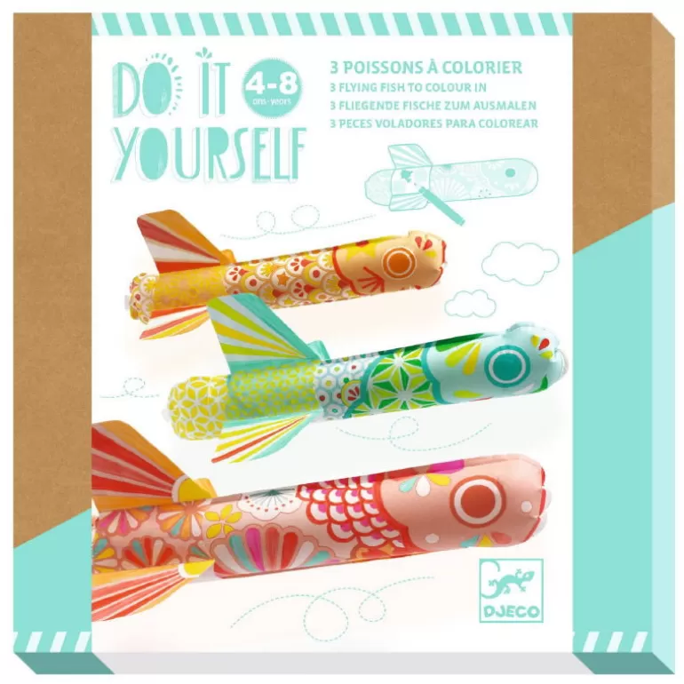 Djeco Bricolage Enfant<3 Poissons Volants A Colorier "Koinobori" 7943