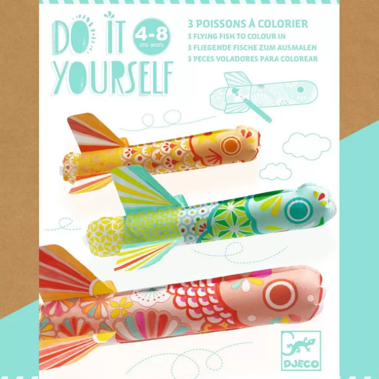 Djeco Bricolage Enfant<3 Poissons Volants A Colorier "Koinobori" 7943