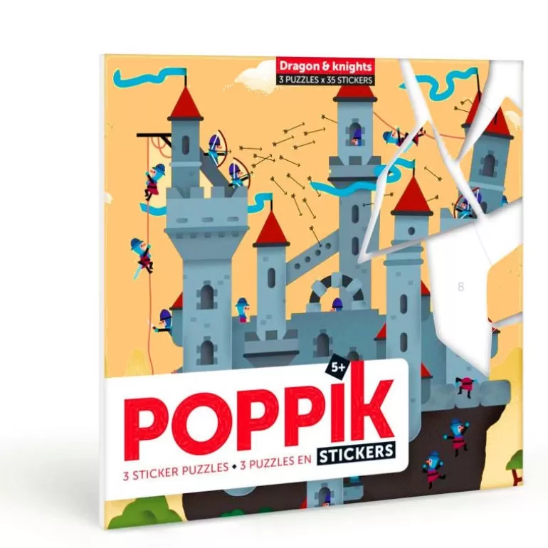 POPPIK Jeux, Puzzles Et Stickers Poppik<3 Puzzles En Stickers "Dragon Et Chevaliers"