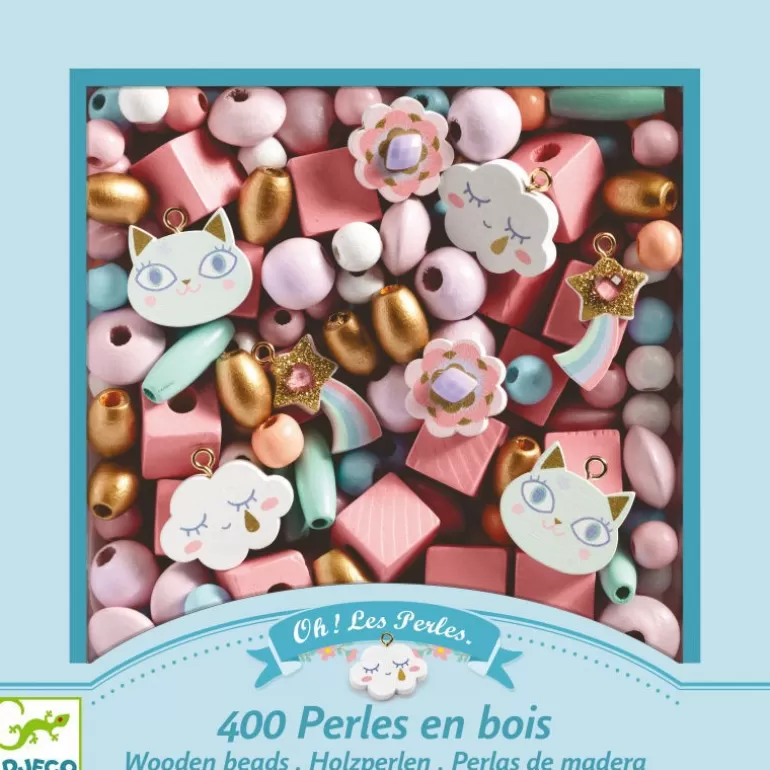 Djeco Perles, Savons, Bougies<400 Perles En Bois "Arc-En-Ciel" 9823