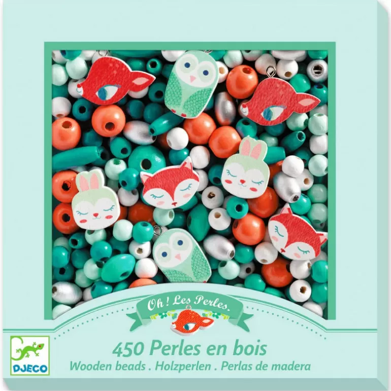 Djeco Perles, Savons, Bougies<450 Perles En Bois "Petits Animaux" 9807