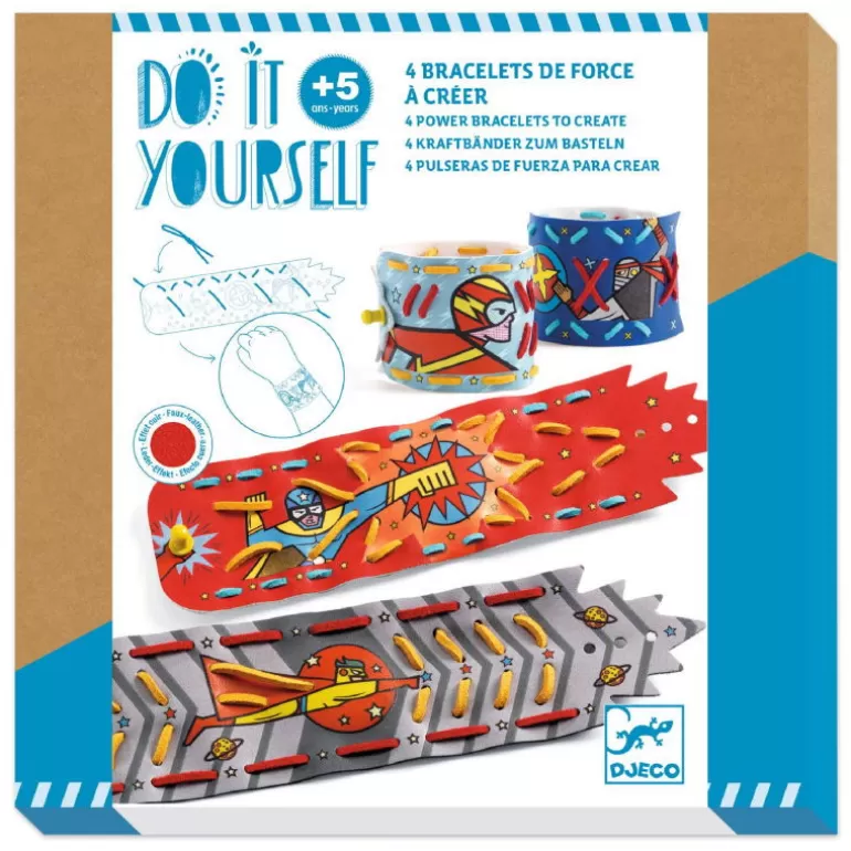 Djeco Décoration Enfants<4 Bracelets De Force A Creer "Super Pouvoirs" Diy 7978