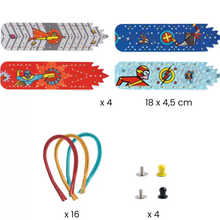 Djeco Décoration Enfants<4 Bracelets De Force A Creer "Super Pouvoirs" Diy 7978