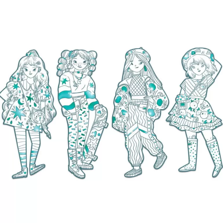 Djeco Dessin, Peinture, Coloriage<4 Coloriages Mode "Angele & Ses Amies" Les Demoiselles 9547