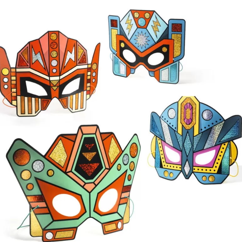 Djeco Décoration Enfants<4 Masques A Métalliser "Super Robots" Diy 7924