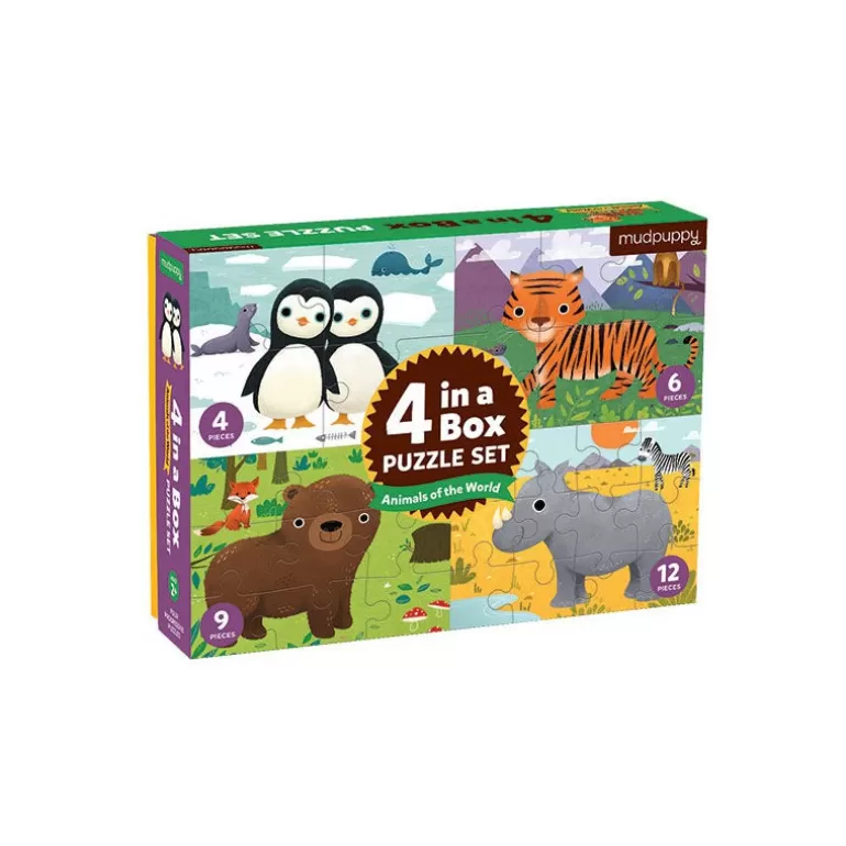 Mudpuppy Puzzles Dès 2 Ans: 2, 12 Et 24 Pcs<4 Puzzles Pour Enfant 'Animaux Du Monde'