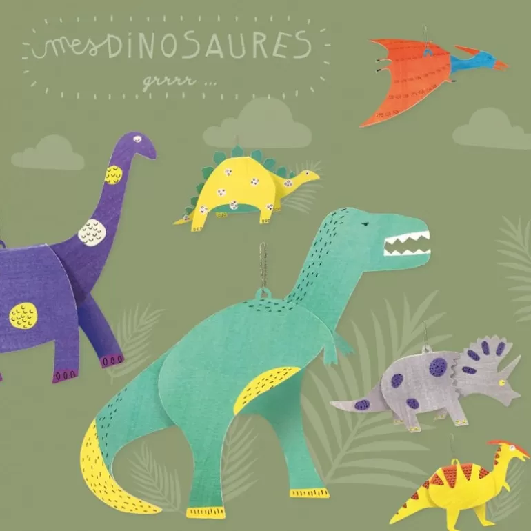 PIROUETTE Cacahouète Jeux Pirouette Cacahouète<6 Dinosaures A Colorier, Kit Creatif Pour Enfant