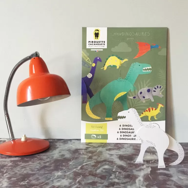 PIROUETTE Cacahouète Jeux Pirouette Cacahouète<6 Dinosaures A Colorier, Kit Creatif Pour Enfant
