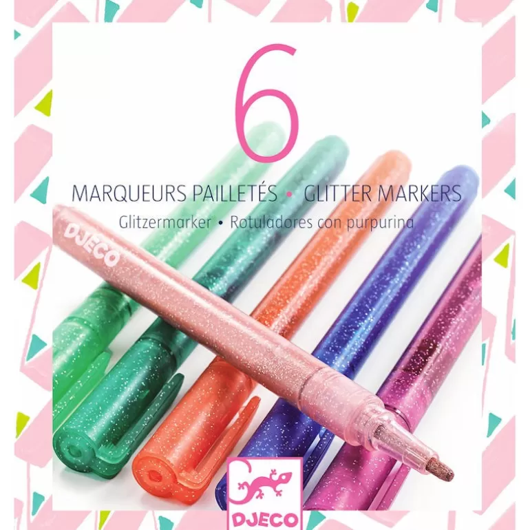 Djeco Feutres Et Gouaches<6 Marqueurs Pailletes 8877