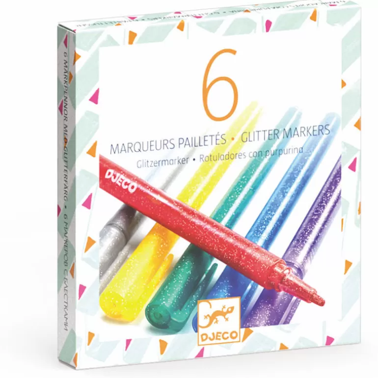 Djeco Feutres Et Gouaches<6 Marqueurs Pailletes Djo 8871