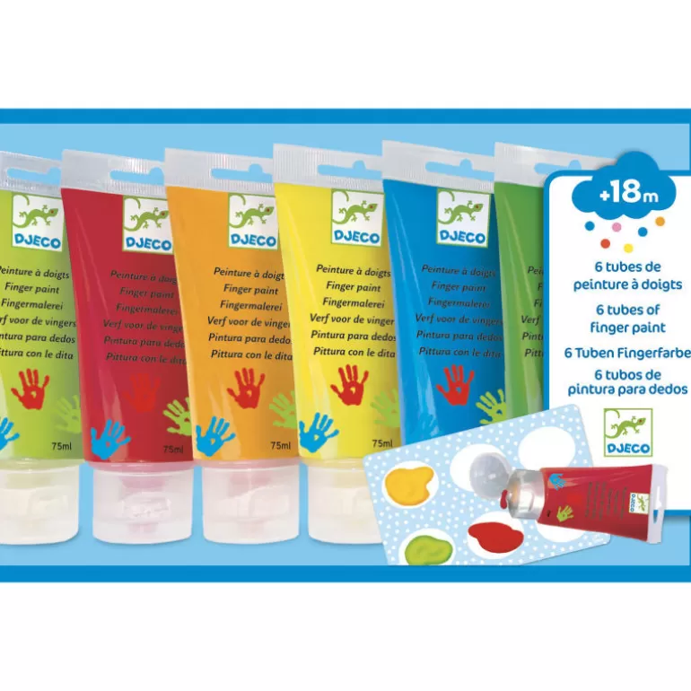 Djeco Feutres Et Gouaches<6 Tubes De Peinture A Doigts Pour Enfant 8860