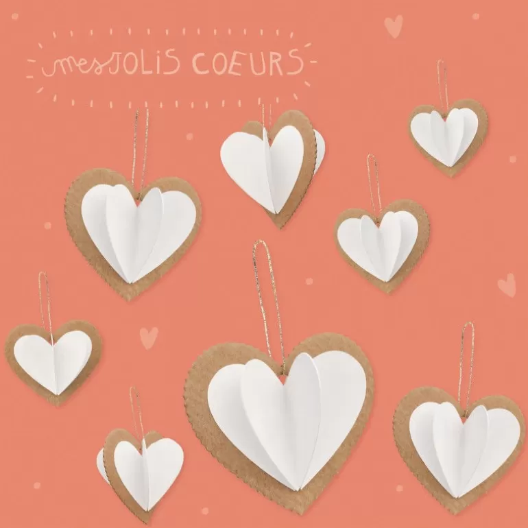 PIROUETTE Cacahouète Jeux Pirouette Cacahouète<8 Coeurs A Creer Et A Colorier, Kit Creatif Pour Enfant