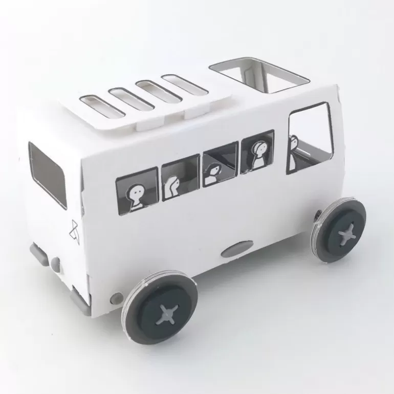 LITOGAMI Litogami, Petits Jouets Solaires<Autogami Bus Blanc A Colorier, Voiture Solaire