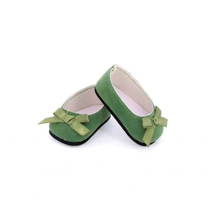 Petitcollin Poupées, Peluches<Ballerines Kaki Avec Noeud Pour Poupées De 39 A 48 Cm