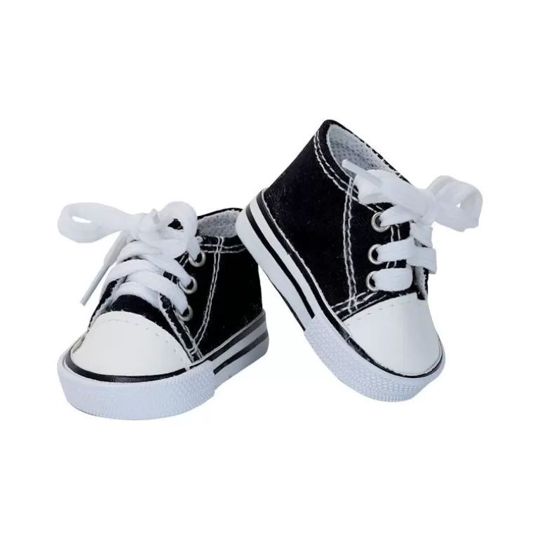 Petitcollin Poupées, Peluches<Baskets Noires En Toile Pour Poupées De 36 Cm