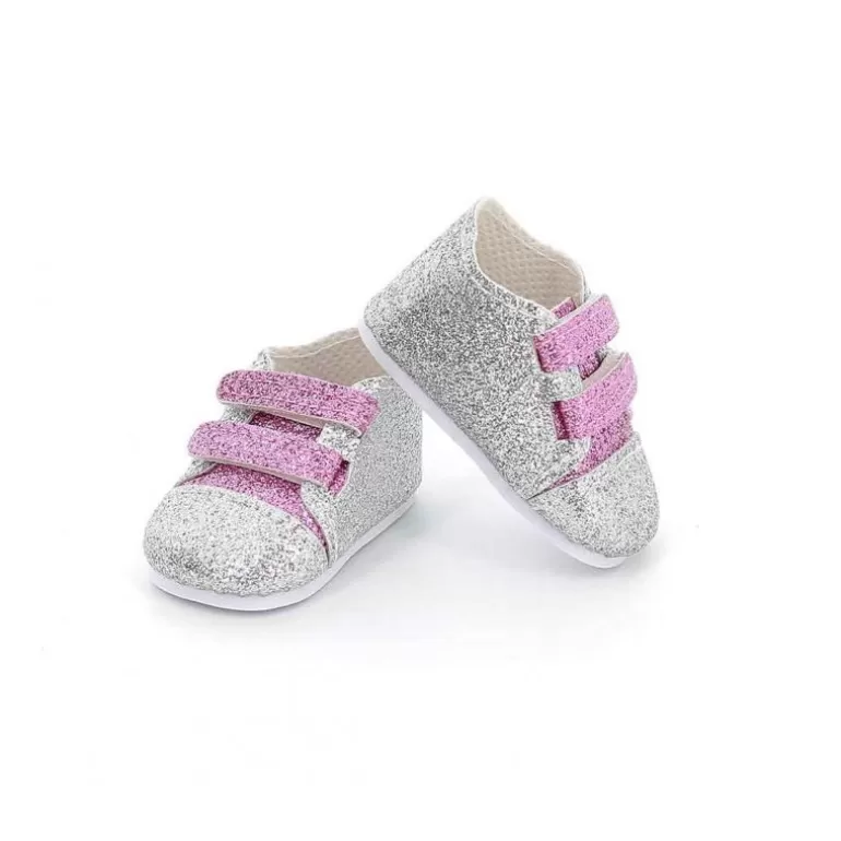 Petitcollin Poupées, Peluches<Baskets Rose Et Argent Pour Poupées De 34 Cm