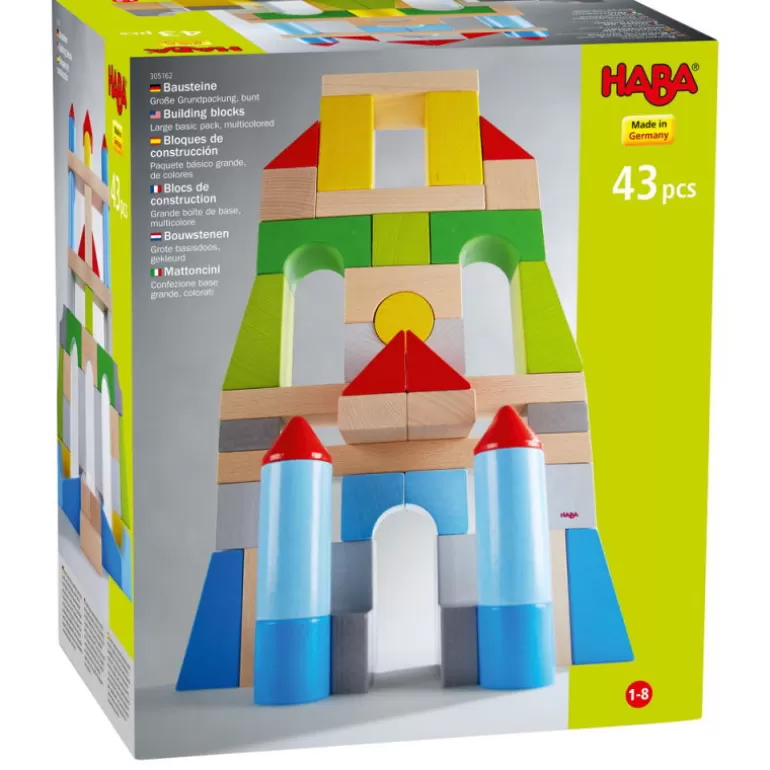 HABA Jouets Haba Fabriqués En Allemagne<Blocs De Construction MultiColorés En Bois 305162-Grande Boite