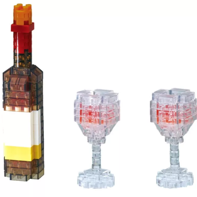 nanoblock Jeux De Construction<Bouteille De Vin Avec 2 Verres