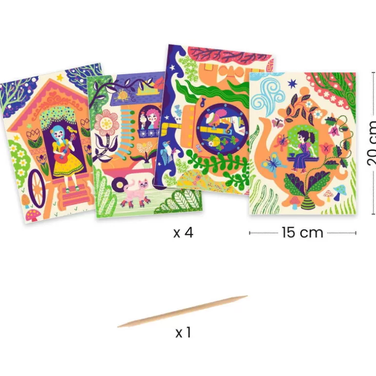Djeco Cartes À Gratter<Cartes À Gratter Duo Color "Droles De Maisons" 9713