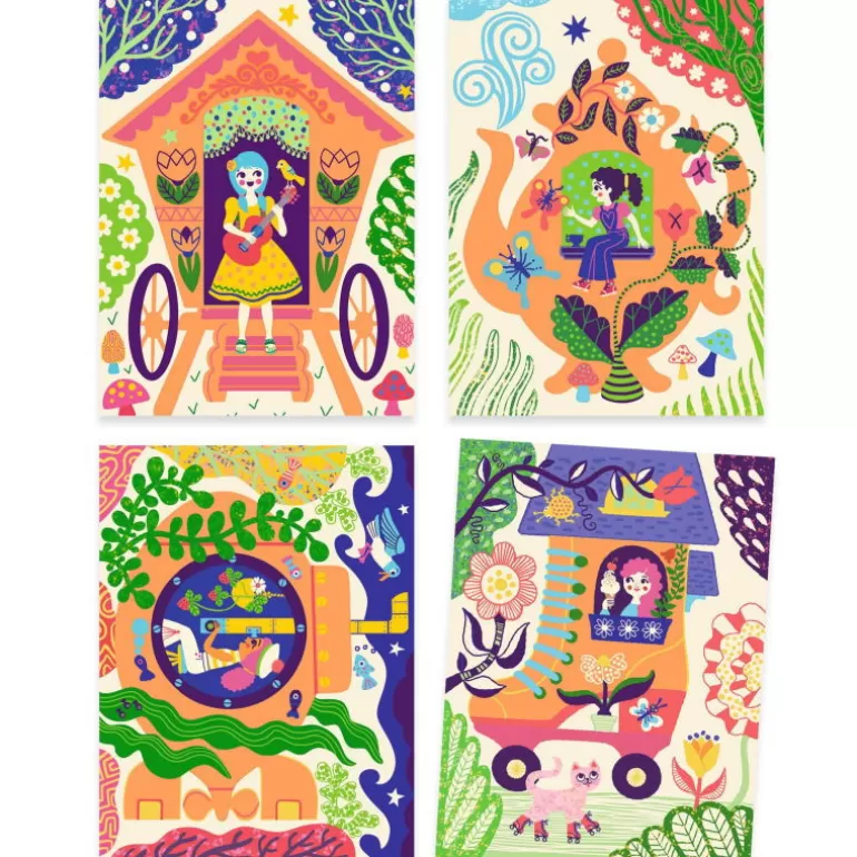 Djeco Cartes À Gratter<Cartes À Gratter Duo Color "Droles De Maisons" 9713