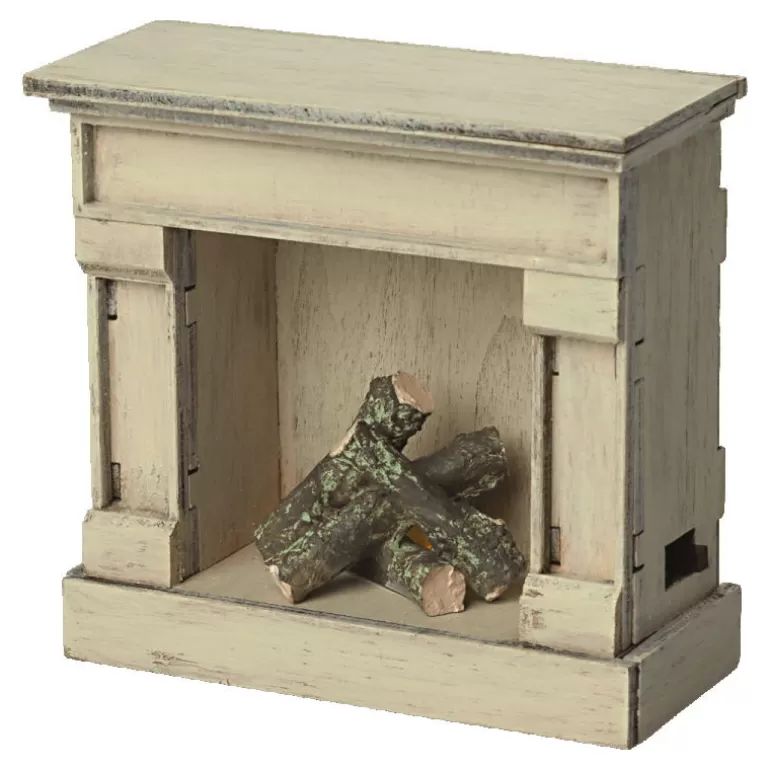 Maileg Maison De Poupee En Bois<Cheminee Miniature Vintage Blanche Pour Souris