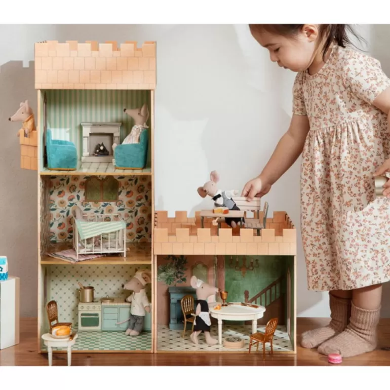Maileg Maison De Poupee En Bois<Cheminee Miniature Vintage Blanche Pour Souris