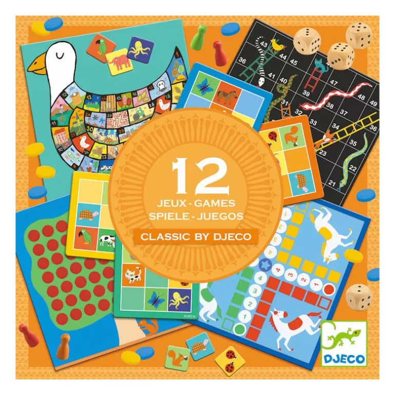 Djeco Jeux De Société<Coffret 12 Jeux Classiques Adaptes Aux Petits 5218