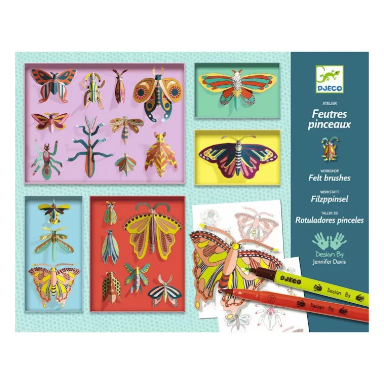 Djeco Dessin, Peinture, Coloriage<Coffret Atelier Feutres Pinceaux 'Cabinet De Curiosites' 8619