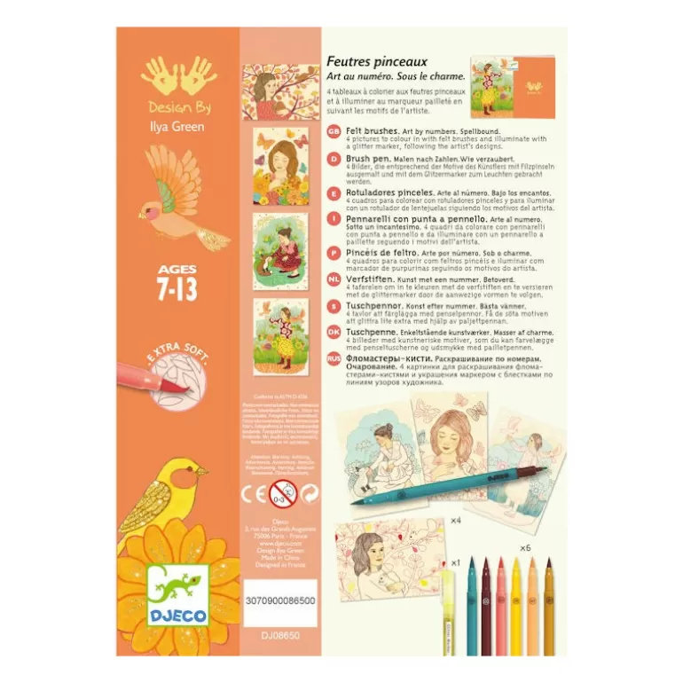 Djeco Dessin, Peinture, Coloriage<Coffret Feutres Pinceaux "Sous Le Charme" Art Au Numero 8650