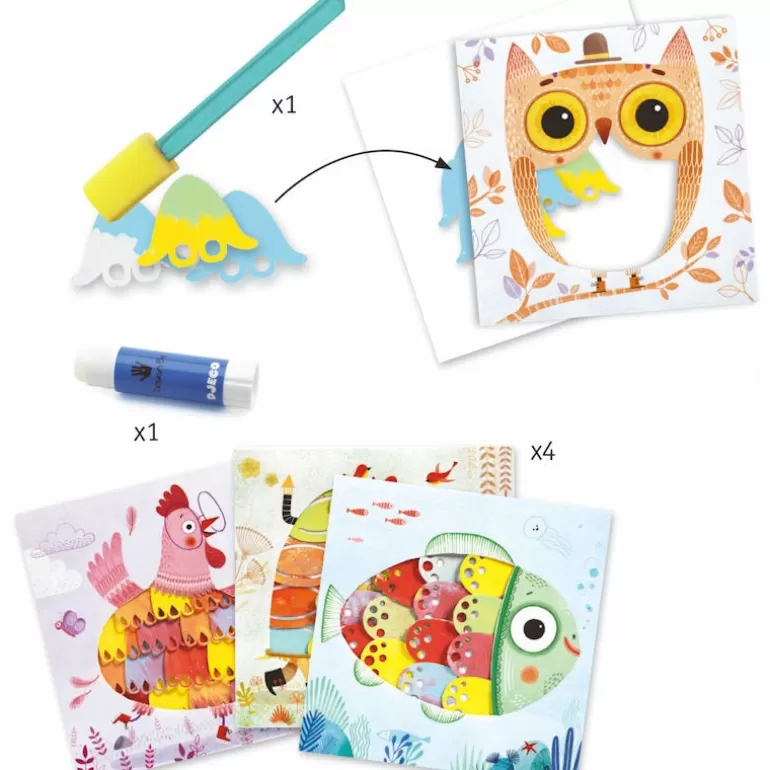 Djeco Bricolage Enfant<Coffret Peinture Et Collage "Oh, C'Est Chouette !" 9688