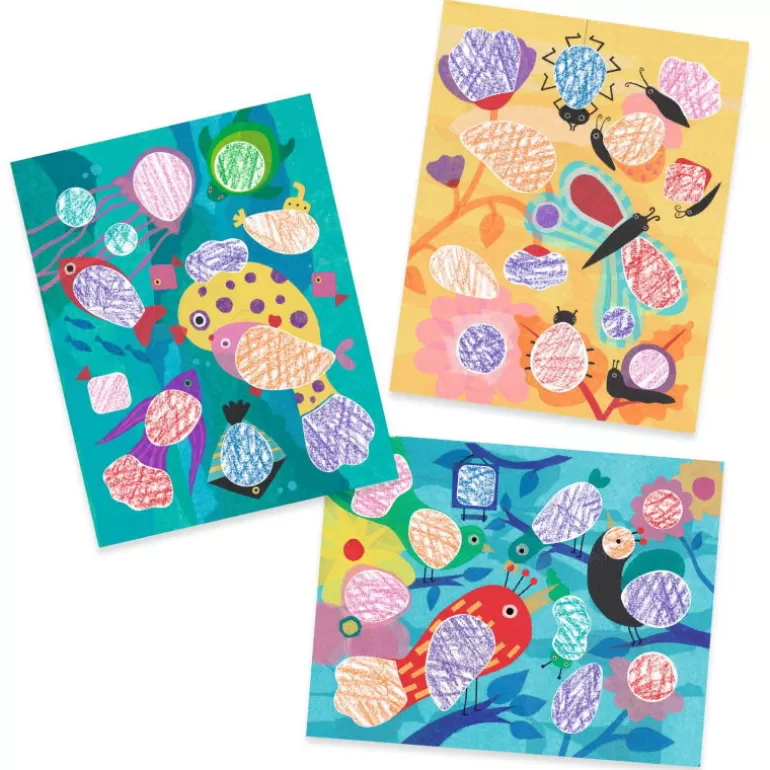 Djeco Pochoirs Djeco<Coffret Pour Colorier Au Pochoir "Piou Piou & Co" 8993