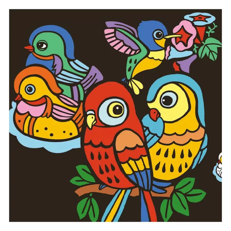 Djeco Dessin, Peinture, Coloriage<Coloriage Velours "Bebes Oiseaux" 9099