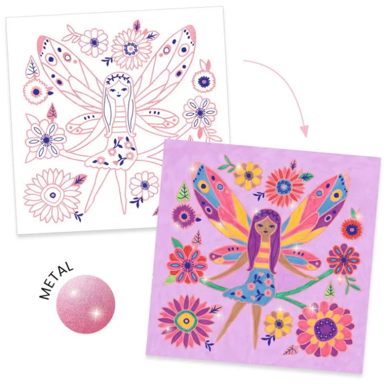 Djeco Dessin, Peinture, Coloriage<Coloriages Brillants "Petites Ailes" 9696