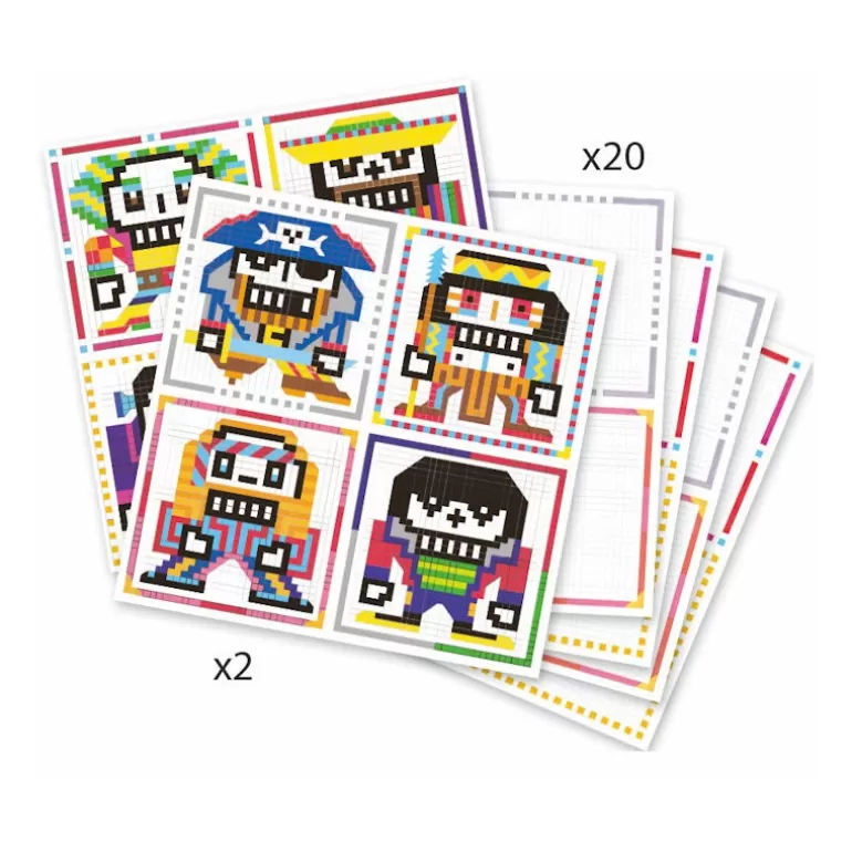 Djeco Dessin, Peinture, Coloriage<Coloriages Pixels 'Skull Boys' 9644