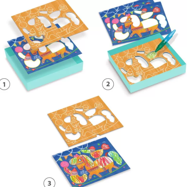 Djeco Dessin, Peinture, Coloriage<Coloriages Pour Les Petits Color Stop "Fabuleux Pochoirs" 8989