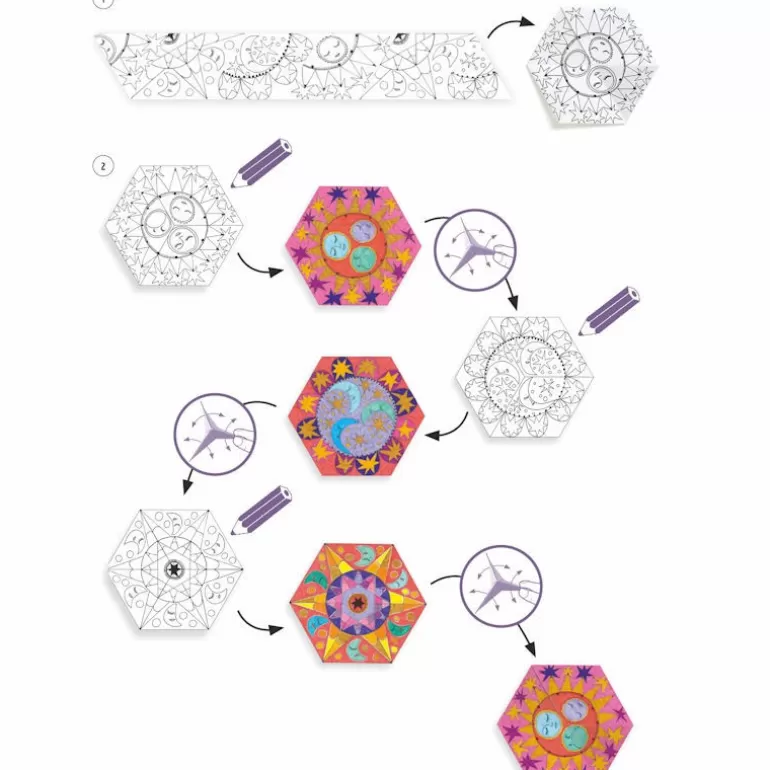 Djeco Dessin, Peinture, Coloriage<Coloriages Surprise 'Mandalas Constellations' 9655