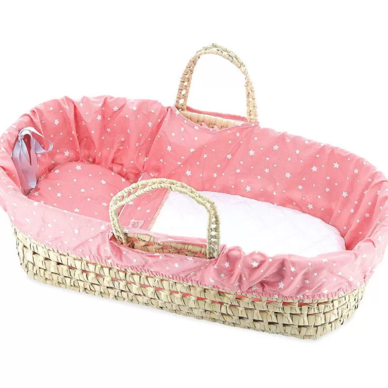Petitcollin Poupées, Peluches<Couffin Avec Garnissage "Corail Etoile" Pour Poupee De 36 A 48 Cm