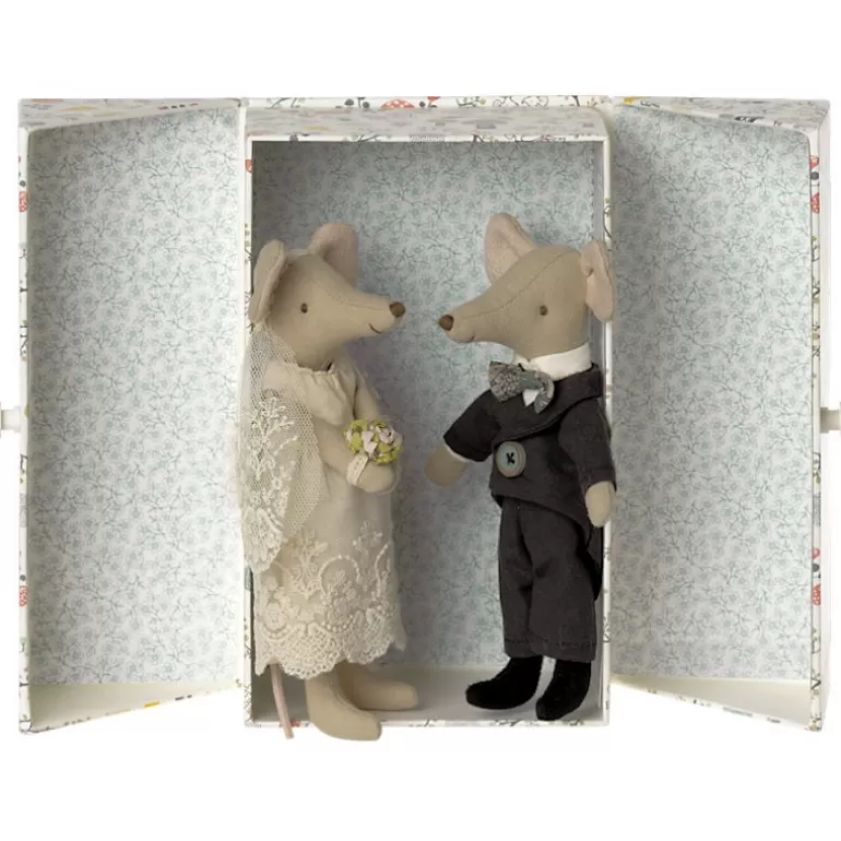 Maileg Maison De Poupee En Bois<Couple De Souris En Tenue De Mariage Et Dans Leur Boite