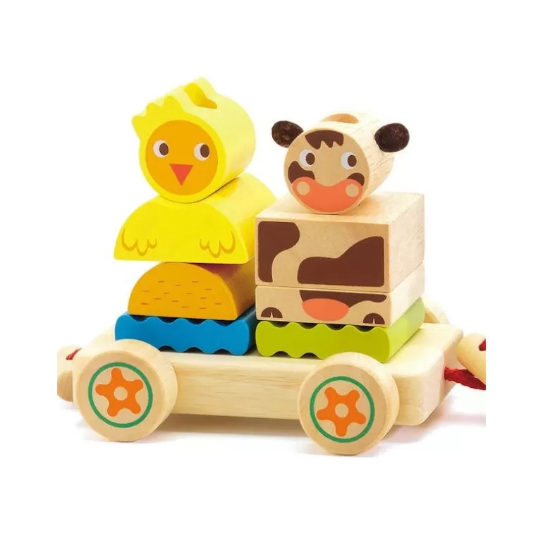 Djeco Jouets Cubes En Bois<Creaferme, Jouet A Tirer 6314