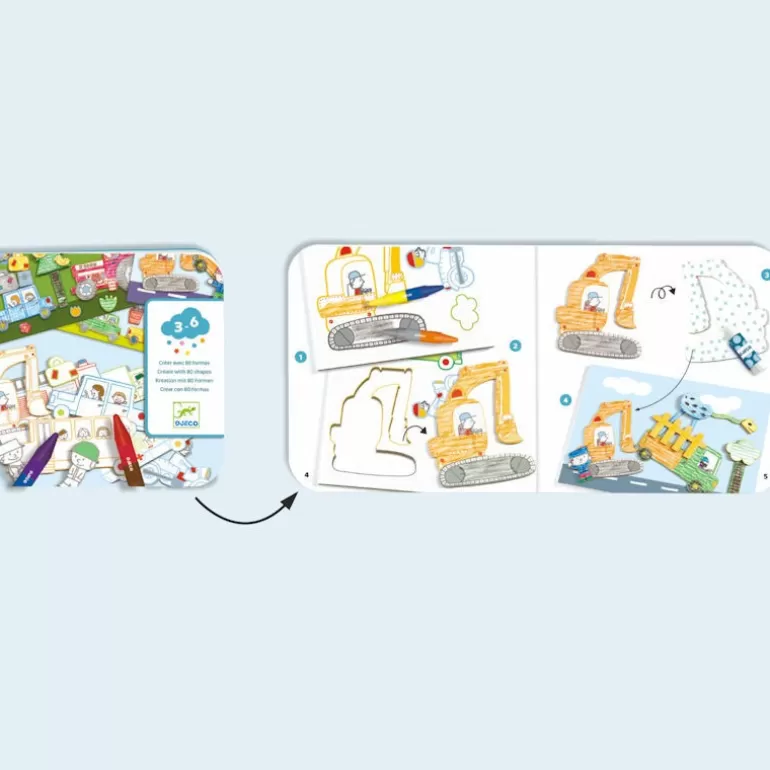 Djeco Bricolage Enfant<Creer Avec Des Formes "Un Monde A Creer, Voitures" 8995