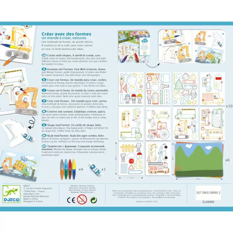 Djeco Bricolage Enfant<Creer Avec Des Formes "Un Monde A Creer, Voitures" 8995