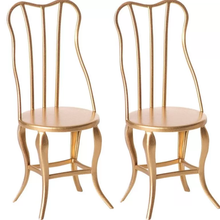 Maileg Maison De Poupee En Bois<Ensemble De 2 Chaises Vintage Dorees Pour Souris