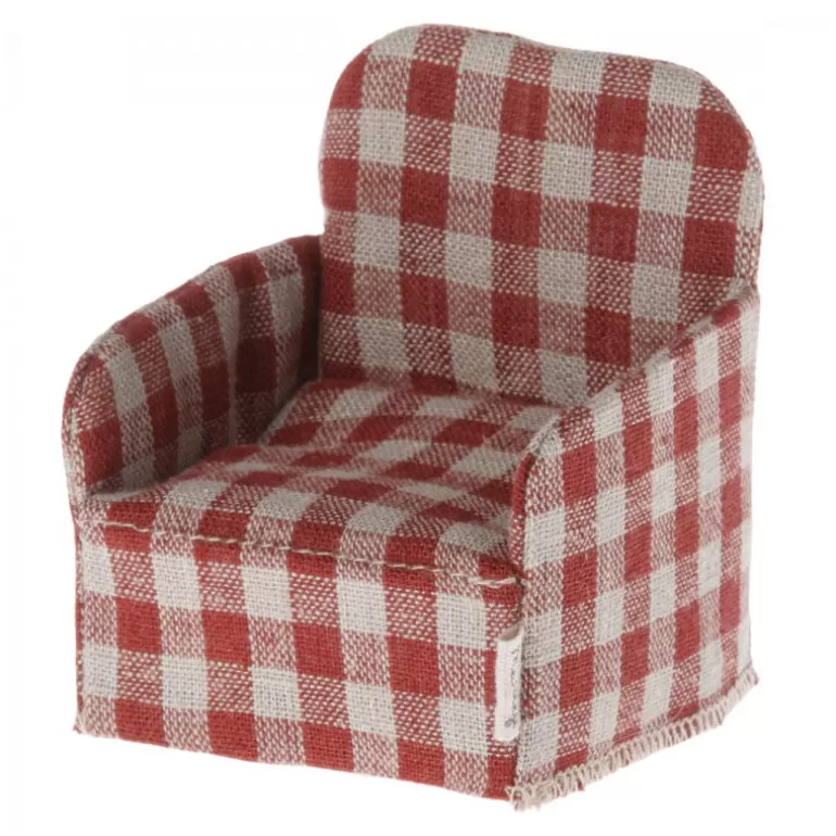 Maileg Maison De Poupee En Bois<Fauteuil A Carreaux Pour Souris - Rouge -