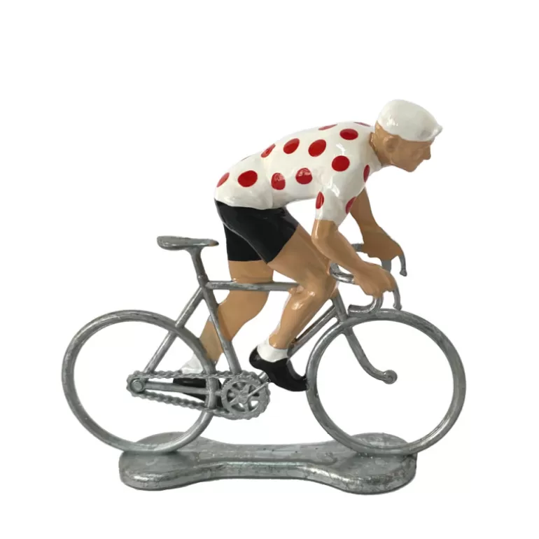 Bernard & Eddy Déco Design<Figurine Cycliste Grimpeur Maillot Blanc Pois Rouges _